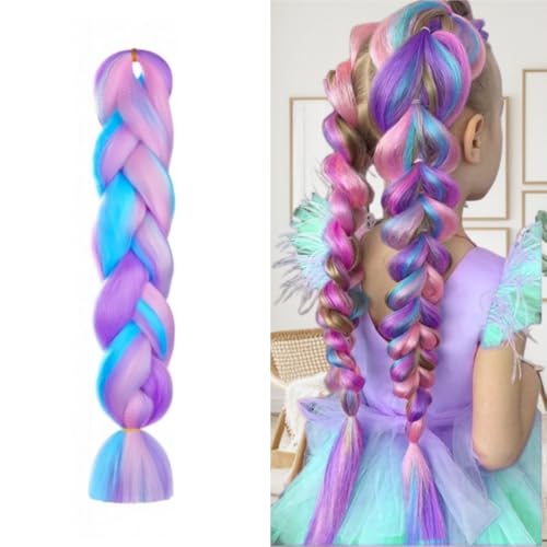 SDXCJY 61cm/122cm Synthetisches Buntes Jumbo-Flechten-Haar für Frauen – 1 Bund 24-Zoll-Flechtenperücke, Synthetische Bunt-Haarextension für Flechten (Multifarben) von SDXCJY