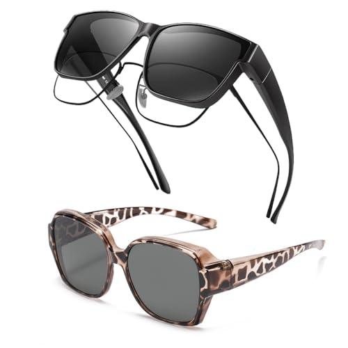 SDXCJY polarisierte Sonnenbrille passt über Gläser für Männer Frauen, Gesichtsschatten polarisierte Sonnenbrille Quadratische UV400 Schutz (2pcs) von SDXCJY
