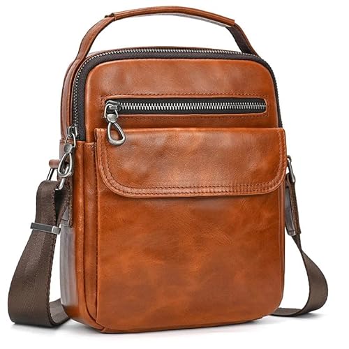 SDYAYFGE Aus Echtem Leder Schulter Tasche für mann Kleine Messenger Taschen Mini Reise Umhängetasche Männlichen Flap Bag für Telefon von SDYAYFGE