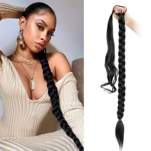 81,3 cm DIY Geflochtene Pferdeschwanzverlängerung mit Haargummi, Lange Glatt Wrap Around Pferdeschwanz Haarverlängerungen Weiche Synthetische Pferdeschwanz Haarteile für Frauen Mädchen von SDZNYQT