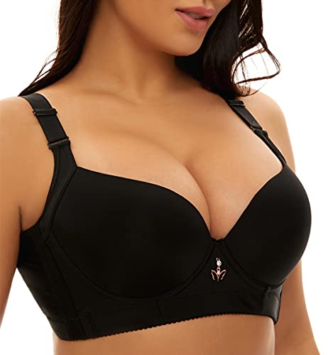 Damen Nahtloser Push-Up-BH Gepolstert Weiche Bügel T-Shirt BHs 32A-46DD, schwarz, 105C von SEA BBOT