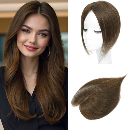 Echthumanhaar-Haar Topper, 10-Zoll-Haar Topper für dünnes Haar mit 360°-Abdeckung, natürliches Haar Stück Wiglet für Frauen für täglichen Gebrauch 7x10CM Schweizer Basis (4#) von SEA SINGING