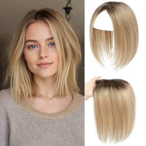Haar Topper für Frauen aus Echthumanhaar, Remy-Menschliches Haar mit Dünnheits-Upgrade, Mittelscheitel Clip-In Topper Haar Stück für Frauen für täglichen Gebrauch (4T10/16#) von SEA SINGING