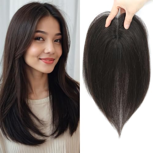 Haar Topper für Frauen aus Echthumanhaar, Upgrade Schweizer Basis, Handgestrickt und Unsichtbar, 10-Zoll-Haar Topper für Frauen (2#) von SEA SINGING