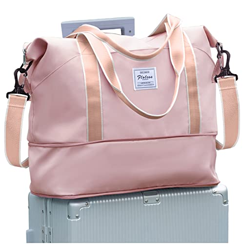 Reisetasche Damen Sporttasche 40x20x25 Ryanair Handgepäck Tasche Weekender Bag Schwimmtasche Wasserdicht Travel Bag Duffle Bag Fitnesstasche Trainingstasche Frauen für Reise Gym,rosa Gurtband von SEAFEW