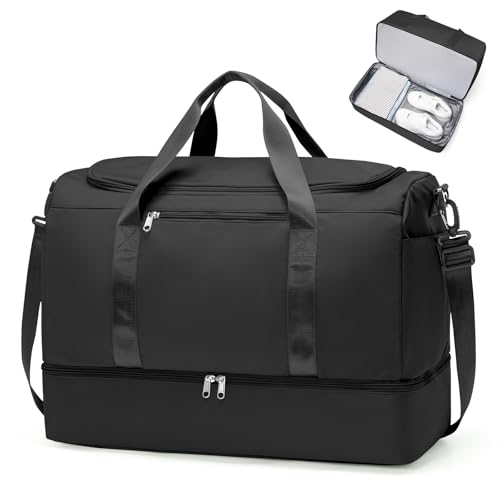 Groß Reisetasche Damen Handgepäck Tasche Sporttasche Weekender Bag Schwimmtasche Wasserdicht Travel Bag Duffle Bag Fitnesstasche Trainingstasche Krankenhaustasche mit Schuhfach,S1-Schwarz Groß Reisetasche Damen Handgepäck Tasche Sporttasche Weekender Bag Schwimmtasche Wasserdicht Travel Bag Duffle Bag Fitnesstasche Trainingstasche Krankenhaustasche mit Schuhfach,S1-Schwarz von SEAFEW