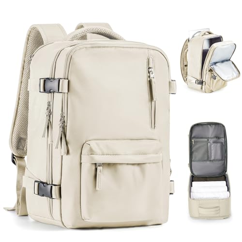 Handgepack 40x20x25 für Ryanair Handkabinengepäck Reiserucksack Unter Dem Sitz Handgepäck Rucksack Flugzeuge Reisetasche Weekendertasche Wanderrucksack Lässiger Tagesrucksack,X5-Beige von SEAFEW