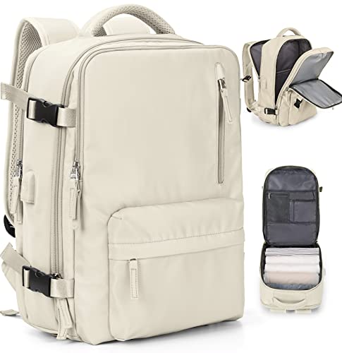 Handgepäck Rucksack 45X36X20 für Easyjet Reiserucksack Wasserdichter Unter Dem Sitz Handgepäck Rucksack Flugzeuge Reisetasche Weekendertasche Wanderrucksack Lässiger Tagesrucksack,B4-Beige von SEAFEW