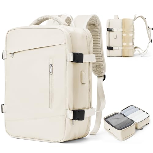 Handgepäck Rucksack 40X20X25 für Ryanair Reiserucksack Wasserdichter Unter Dem Sitz Handgepäck Rucksack Flugzeuge Reisetasche Weekendertasche Wanderrucksack Lässiger Tagesrucksack,A7-Beige von SEAFEW