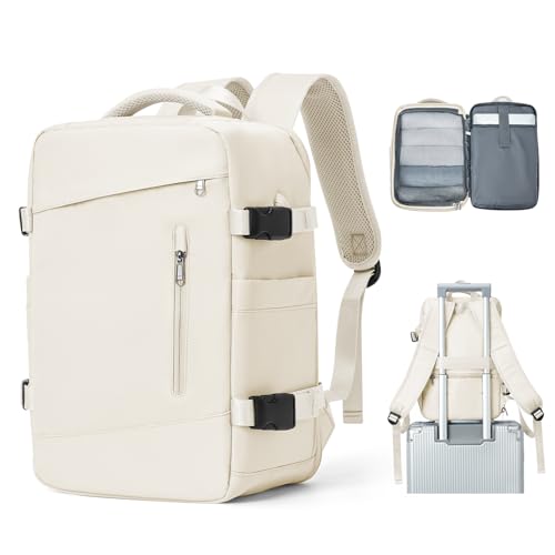 Handgepäck Rucksack 40X20X25 für Ryanair Reiserucksack Wasserdichter Unter Dem Sitz Handgepäck Rucksack Flugzeuge Reisetasche Weekendertasche Wanderrucksack Lässiger Tagesrucksack,B7-Beige von SEAFEW