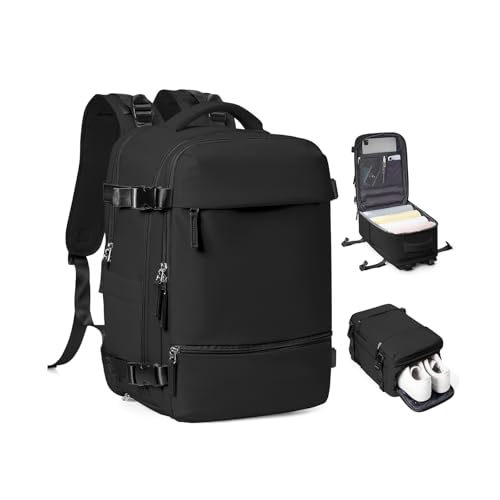 Handgepäck Rucksack 40x30x20 für Ryanair Reiserucksack Wasserdichter Unter Dem Sitz Handgepäck Rucksack Flugzeuge Reisetasche Weekendertasche Wanderrucksack Lässiger Tagesrucksack,E1-Schwarz von SEAFEW