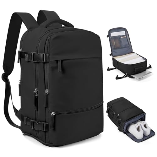 Handgepäck Rucksack 40x30x20 für Ryanair Reiserucksack Wasserdichter Unter Dem Sitz Handgepäck Rucksack Flugzeuge Reisetasche Weekendertasche Wanderrucksack Lässiger Tagesrucksack,G1-Schwarz(Leicht) von SEAFEW