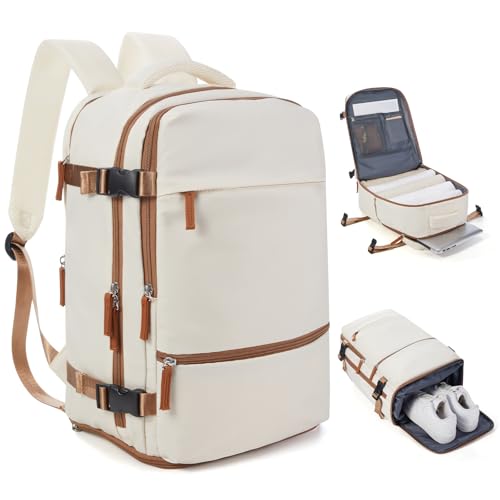 Handgepäck Rucksack 40x30x20 für Ryanair Reiserucksack Wasserdichter Unter Dem Sitz Handgepäck Rucksack Flugzeuge Reisetasche Weekendertasche Wanderrucksack Lässiger Tagesrucksack,G4-Beigebraun von SEAFEW