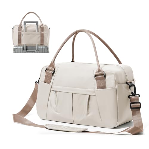 Reisetasche Damen 40x20x25 Ryanair Handgepäck Tasche Sporttasche Weekender Bag Schwimmtasche Wasserdicht Travel Duffle Bag Fitnesstasche Trainingstasche Krankenhaustasche mit Schuhfach,Q1-Beige Braun Reisetasche Damen 40x20x25 Ryanair Handgepäck Tasche Sporttasche Weekender Bag Schwimmtasche Wasserdicht Travel Duffle Bag Fitnesstasche Trainingstasche Krankenhaustasche mit Schuhfach,Q1-Beige Braun von SEAFEW