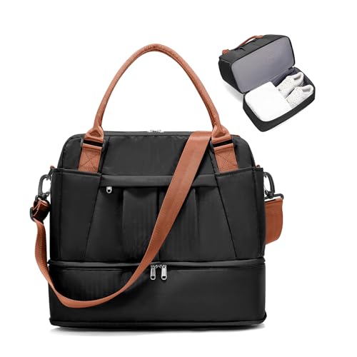 Reisetasche Damen 40x20x25 Ryanair Handgepäck Tasche Sporttasche Weekender Bag Schwimmtasche Wasserdicht Travel Duffle Bag Fitnesstasche Trainingstasche Krankenhaustasche mit Schuhfach,W4-Schwarzbraun Reisetasche Damen 40x20x25 Ryanair Handgepäck Tasche Sporttasche Weekender Bag Schwimmtasche Wasserdicht Travel Duffle Bag Fitnesstasche Trainingstasche Krankenhaustasche mit Schuhfach,W4-Schwarzbraun von SEAFEW