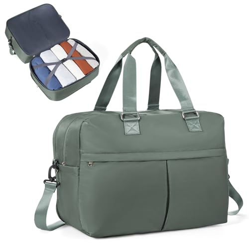 Reisetasche Damen 45x36x20 Easyjet Handgepäck Tasche Sporttasche Weekender Bag Schwimmtasche Wasserdicht Travel Duffle Bag Fitnesstasche Trainingstasche Krankenhaustasche Erweiterbar,D3-Grün von SEAFEW