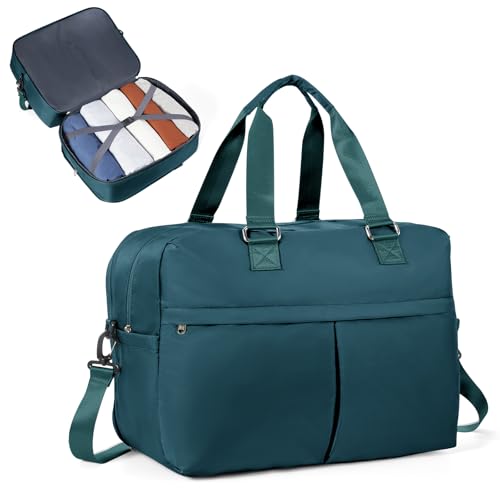 Reisetasche Damen 45x36x20 Easyjet Handgepäck Tasche Sporttasche Weekender Bag Schwimmtasche Wasserdicht Travel Duffle Bag Fitnesstasche Trainingstasche Krankenhaustasche Erweiterbar,D4-Pfauenblau von SEAFEW