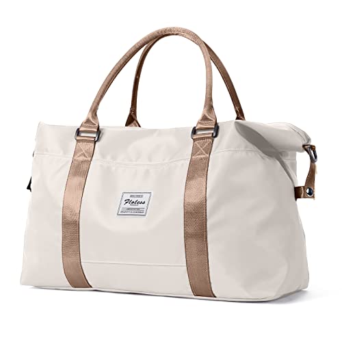 Reisetasche Damen Handgepäck Tasche Sporttasche Weekender Bag Schwimmtasche Wasserdicht Travel Bag Duffle Bag Fitnesstasche Trainingstasche Krankenhaustasche,E8-Beige Braun von SEAFEW