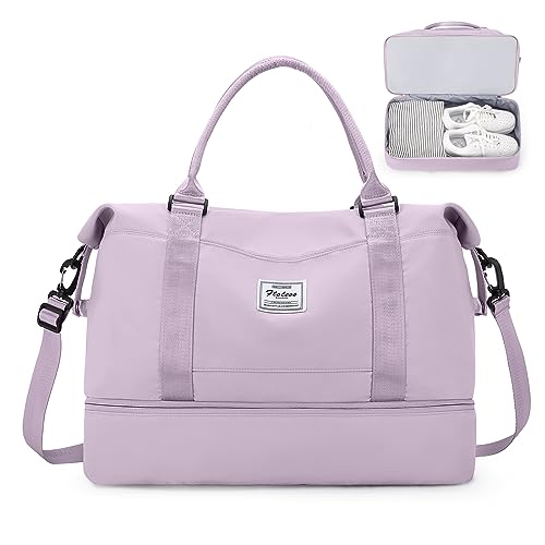 Reisetasche Damen Handgepäck Tasche Sporttasche Weekender Bag Schwimmtasche Wasserdicht Travel Bag Duffle Bag Fitnesstasche Trainingstasche Krankenhaustasche mit Schuhfach,A8-Lila von SEAFEW