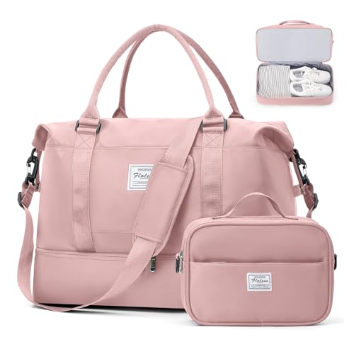 Reisetasche Damen Handgepäck Tasche Sporttasche mit Kulturbeutel Weekender Bag Schwimmtasche Wasserdicht Travel Duffle Bag Fitnesstasche Trainingstasche Krankenhaustasche mit Schuhfach,C3-Rosa von SEAFEW