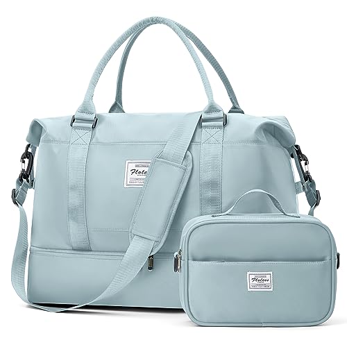 Reisetasche Damen Handgepäck Tasche Sporttasche mit Kulturbeutel Weekender Bag Schwimmtasche Wasserdicht Travel Duffle Bag Fitnesstasche Trainingstasche Krankenhaustasche mit Schuhfach,C6-Blau von SEAFEW