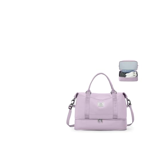 Reisetasche Damen 40x30x20 Ryanair Handgepäck Tasche Sporttasche Weekender Bag Schwimmtasche Wasserdicht Travel Duffle Bag Fitnesstasche Trainingstasche Krankenhaustasche mit Schuhfach,F7-Hellviolett von SEAFEW