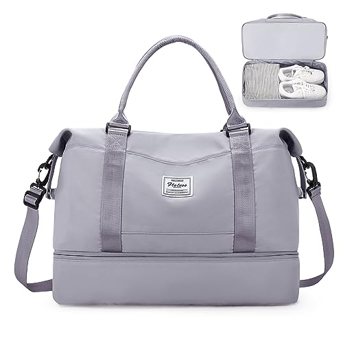 Reisetasche Damen 45x36x20 Easyjet Handgepäck Tasche Sporttasche Weekender Bag Schwimmtasche Wasserdicht Travel Bag Duffle Bag Fitnesstasche Trainingstasche Krankenhaustasche mit Schuhfach,G8-Grau von SEAFEW