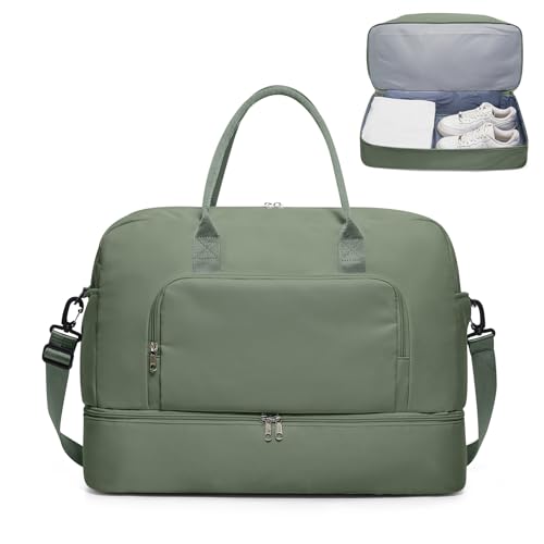 Reisetasche Damen Handgepäck Tasche Sporttasche mit Kulturbeutel Weekender Bag Schwimmtasche Wasserdicht Travel Duffle Bag Fitnesstasche Trainingstasche Krankenhaustasche mit Schuhfach,V2-Grün Reisetasche Damen Handgepäck Tasche Sporttasche mit Kulturbeutel Weekender Bag Schwimmtasche Wasserdicht Travel Duffle Bag Fitnesstasche Trainingstasche Krankenhaustasche mit Schuhfach,V2-Grün von SEAFEW
