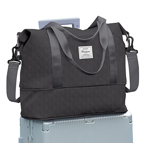 Reisetasche Damen Sporttasche 40x20x25 Ryanair Handgepäck Tasche Weekender Bag Schwimmtasche Travel Bag Duffle Bag Fitnesstasche Trainingstasche Frauen für Reise Gym,Schwarz grau Kulturbeutel von SEAFEW