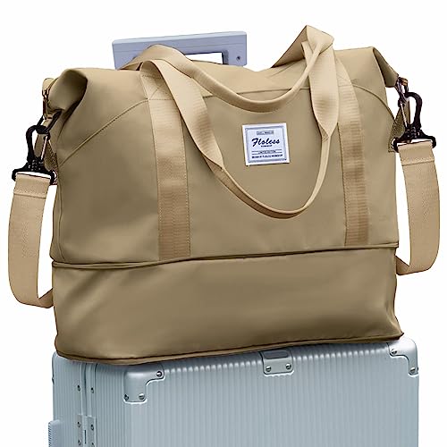 Reisetasche Damen Sporttasche 40x20x25 Ryanair Handgepäck Tasche Weekender Bag Schwimmtasche Wasserdicht Travel Bag Duffle Bag Fitnesstasche Trainingstasche Frauen für Reise Gym,A14-Khaki von SEAFEW