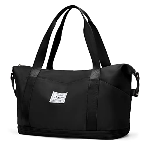 Reisetasche Damen Sporttasche 40x20x25 Ryanair Handgepäck Tasche Weekender Bag Schwimmtasche Wasserdicht Travel Bag Duffle Bag Fitnesstasche Trainingstasche Frauen für Reise Gym,C1-Schwarz von SEAFEW