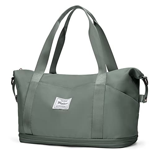 Reisetasche Damen Sporttasche 40x20x25 Ryanair Handgepäck Tasche Weekender Bag Schwimmtasche Wasserdicht Travel Bag Duffle Bag Fitnesstasche Trainingstasche Frauen für Reise Gym,C6-Grün von SEAFEW