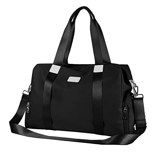 Reisetasche Damen Sporttasche 40x20x25 Ryanair Handgepäck Tasche Weekender Bag Schwimmtasche Wasserdicht Travel Bag Duffle Bag Fitnesstasche Trainingstasche Frauen für Reise Gym,F1-schwarz von SEAFEW