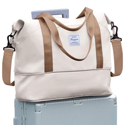 Reisetasche Damen Sporttasche 40x20x25 Ryanair Handgepäck Tasche Weekender Bag Schwimmtasche Wasserdicht Travel Bag Duffle Bag Fitnesstasche Trainingstasche Frauen für Reise Gym,F11-Beigebraun von SEAFEW