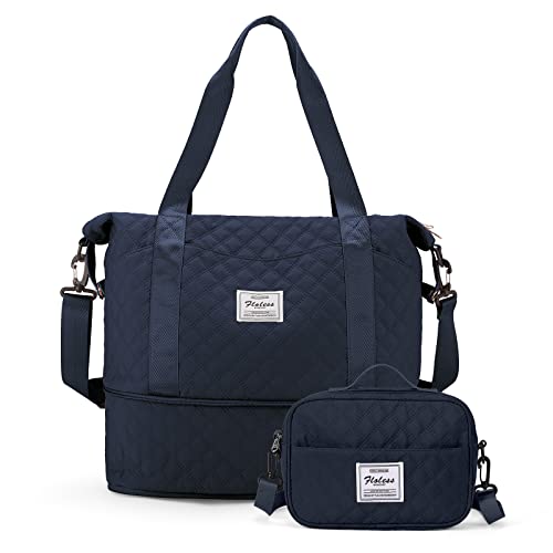 Reisetasche Damen Sporttasche 40x20x25 Ryanair Handgepäck Tasche Weekender Bag Schwimmtasche Wasserdicht Travel Bag Duffle Bag Fitnesstasche Trainingstasche Frauen für Reise Gym,Marine Kulturbeutel von SEAFEW