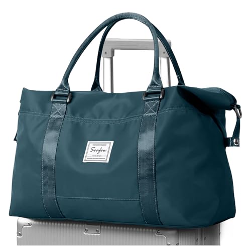 Reisetasche Damen Sporttasche 45x36x20 Easyjet Handgepäck Tasche Weekender Bag Schwimmtasche Wasserdicht Travel Duffle Bag Fitnesstasche Trainingstasche für Reise Gym A04-Pfefferblau von SEAFEW