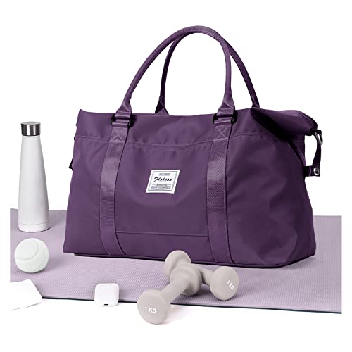 Reisetasche Damen Handgepäck Tasche Sporttasche Weekender Bag Schwimmtasche Wasserdicht Travel Bag Duffle Bag Fitnesstasche Trainingstasche Krankenhaustasche,E6-Dunkelviolett von SEAFEW