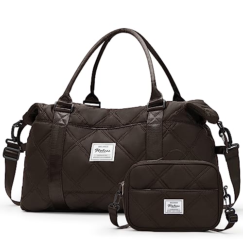 Reisetasche Damen Sporttasche Handgepäck Tasche Weekender Bag Schwimmtasche Wasserdicht Travel Bag Duffle Bag Fitnesstasche Trainingstasche Frauen für Reise Gym,I5-Kaffee braun von SEAFEW