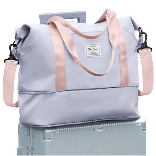 Reisetasche Damen Sporttasche mit Kulturbeutel 40x20x25 Ryanair Handgepäck Tasche Weekender Bag Schwimmtasche Wasserdicht Travel Duffle Bag Fitnesstasche Frauen für Reise Gym,C8- Pink Lila von SEAFEW