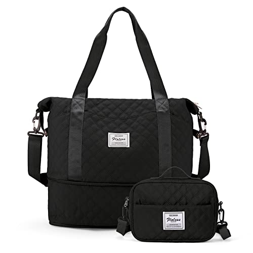 Reisetasche Damen Sporttasche 40x20x25 Ryanair Handgepäck Tasche Weekender Bag Schwimmtasche Wasserdicht Travel Bag Duffle Bag Fitnesstasche Trainingstasche Frauen für Reise Gym,Schwarz Kulturbeutel von SEAFEW