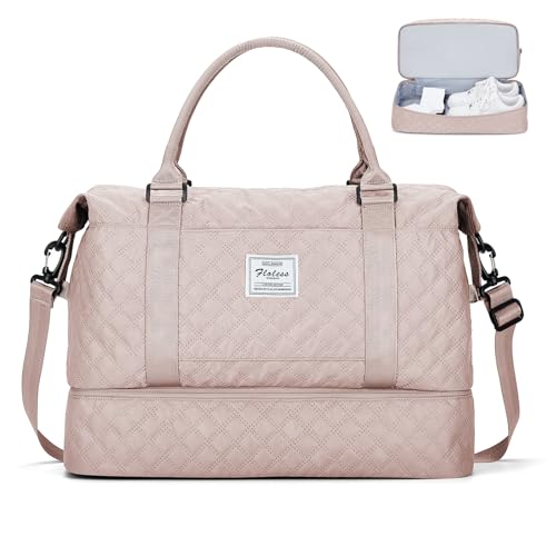 Reisetasche Damen Easyjet Handgepäck Tasche Sporttasche Weekender Bag Schwimmtasche Wasserdicht Travel Bag Duffle Bag Fitnesstasche Trainingstasche Krankenhaustasche mit Schuhfach,B7-Rosa Pfirsich von SEAFEW