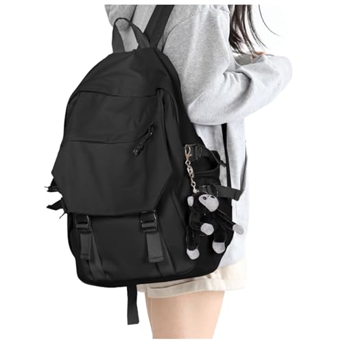 SEAFEW Schulrucksack Mädchen Teenager Rucksack Schule, Schultasche Jungen Multi-Tasche Wasserdicht Schulranzen Rucksack 14 Zoll Laptop Rucksack Daypacks Backpack für Mädchen Damen School Bag,Schwarz von SEAFEW