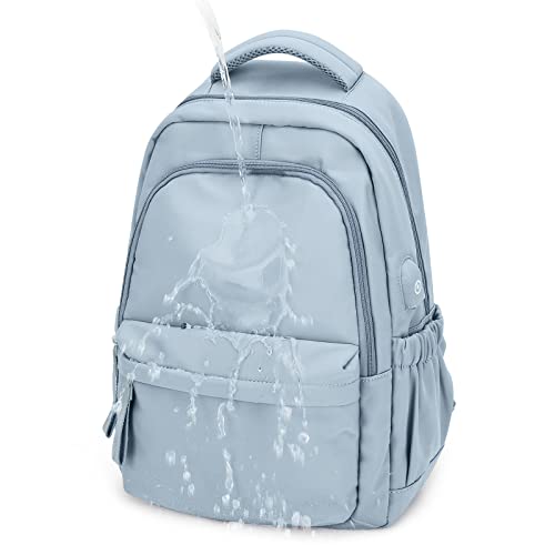 Schulrucksack Mädchen Teenager Schulranzen Rucksack Damen 14 Zoll Laptop Rucksack Leichter schultasche Hochschule Campus Rucksack Nylon Wasserdicht Lässig Arbeitsreise Tagesrucksack(Hellblau) von SEAFEW