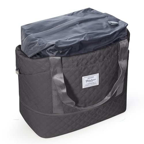 Vakuum Reisetasche Damen Handgepäck Tasche Sporttasche Weekender Bag Schwimmtasche Wasserdicht Travel Bag Duffle Bag Fitnesstasche Trainingstasche Krankenhaustasche,X1-schwarz Grau von SEAFEW