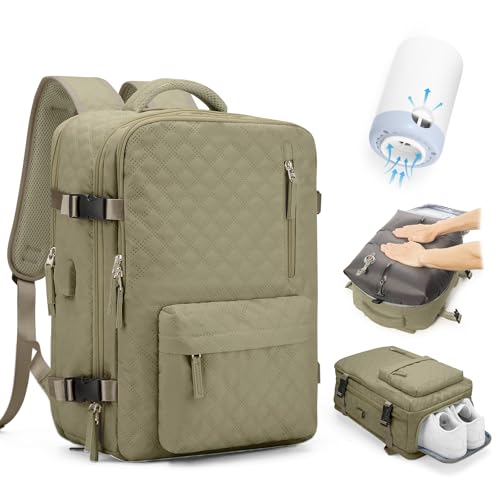 Vakuum Rucksack Handgepäck Rucksack 40x30x20 für Ryanair Reiserucksack Wasserdichter Unter Dem Sitz Handgepäck Flugzeuge Reisetasche Weekendertasche Wanderrucksack Lässiger Tagesrucksack,I4-Khaik von SEAFEW