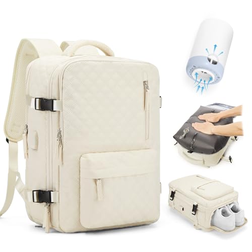 Vakuum Rucksack Handgepäck Rucksack 40x30x20 für Ryanair Reiserucksack Wasserdichter Unter Dem Sitz Handgepäck Flugzeuge Reisetasche Weekendertasche Wanderrucksack Lässiger Tagesrucksack,I5-Beige von SEAFEW