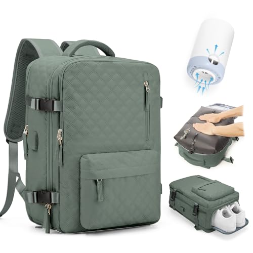 Vakuum Rucksack Handgepäck Rucksack 40x30x20 für Ryanair Reiserucksack Wasserdichter Unter Dem Sitz Handgepäck Flugzeuge Reisetasche Weekendertasche Wanderrucksack Lässiger Tagesrucksack,I6-Grün von SEAFEW