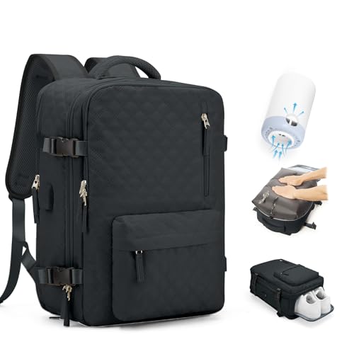 Vakuum Rucksack Handgepäck Rucksack 40x30x20 für Ryanair Reiserucksack Wasserdichter Unter Dem Sitz Handgepäck Flugzeuge Reisetasche Weekendertasche Wanderrucksack Lässiger Tagesrucksack,Schwarz Grau von SEAFEW