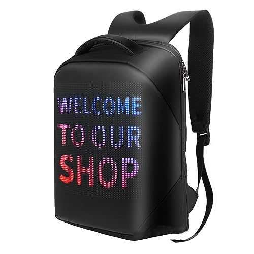 SEAFRONT Wasserdichter LED Rucksack mit BT APP, Programmierbar Buntes LED Smart Display, USB betrieben, 64 X 64 Bildschirm, DIY Reise Laptop Rucksack für Männer und Frauen von SEAFRONT