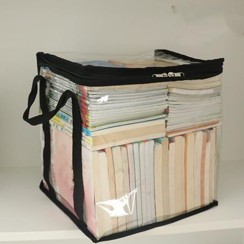 Transparenter Aufbewahrungstasche, PVC Clear Book Storage Bag mit Griffen Wasserdichten Organizer, Leichter Behälter für Bücher, Dokumente, Materialien, Multifunktional und Tragbar (Groß) von SEAFRONT